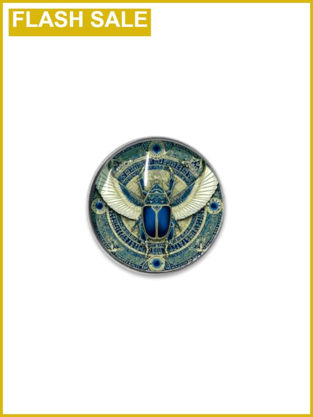 Egyptian Scarab Glass Dome Brooch Pin Stainless Steel Antique Beetle Bug Insect